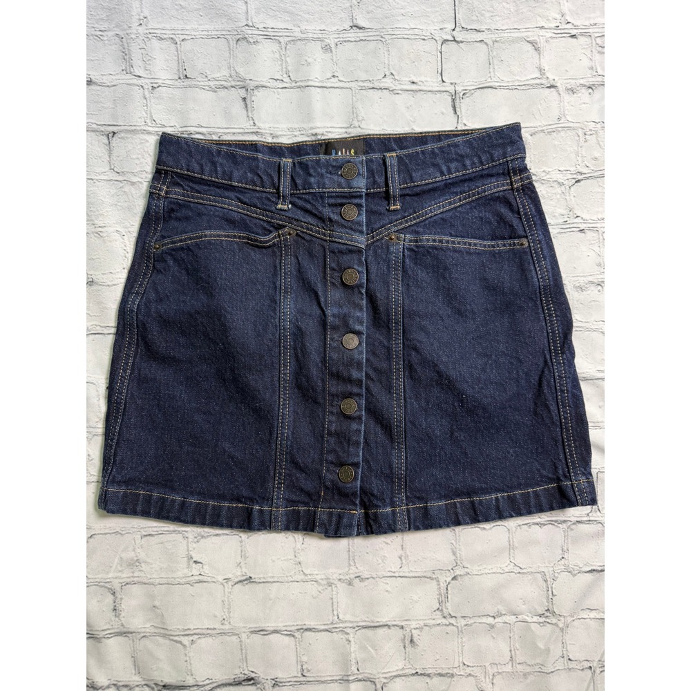 Rails Denim Mini Skirt 29 Dark Wash Button Front A-Line Boho Indie Western Retro